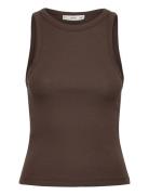 Ribbed Cotton-Blend Top Brown Mango