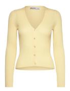 V-Neck Rib-Knit Cardigan Yellow Mango