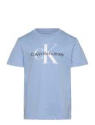 Ck Monogram Ss T-Shirt Blue Calvin Klein