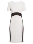 Neoprene Scuba Two Color Dress White Calvin Klein