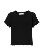 Essential Rib Top Ss Black Tommy Hilfiger