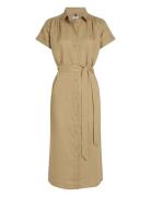 Ess Linen S/S Midi Shirt Dress Beige Tommy Hilfiger