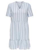 Cartiri-Caro S/S V-Neck Lin Dress Tlr Blue ONLY Carmakoma