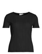 Vikassie S/S Pointelle Top - Noos Black Vila