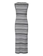 Sasia Rib Stripe Slvss Dress Black French Connection