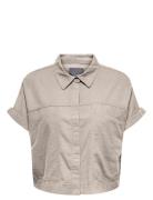 Carcaro S/S Linen Bl Boxy Shirt Beige ONLY Carmakoma