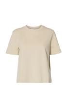 Slfessential Ss Boxy Tee Noos Cream Selected Femme