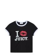 I ‘Kiss’ Jc Fitted Ringer Tee Black Juicy Couture