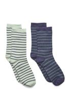 2 Pack Striped Socks Navy Mango