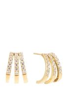 Trippel Crystal Earring Gold By Jolima