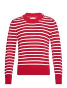 Breton Striped Shiny Cotton C-Neck Red GANT