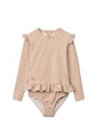 Sille Seersucker Swimsuit Pink Liewood