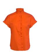 Ruffle-Trim Short-Sleeve Shirt Orange Lauren Ralph Lauren