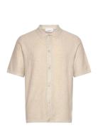 Knitted S/S Polo Cardigan Beige Lindbergh