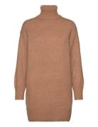 Turtle Neck Knit Dress Brown Mango