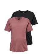 Olmonly S/S 2-Pack Top Jrs Noos Pink Only Maternity