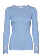 Rwbenita Ls O-Neck Lace T-Shirt Blue Rosemunde