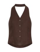 Mschnaira Claritta Halterneck Waistcoat Brown MSCH Copenhagen