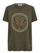 Mmzano O-Ss Embroidery Tee Green MOS MOSH