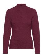Slfginny Ls High Neck Top Noos Burgundy Selected