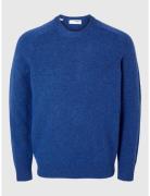 Slhrai Ls Knit Crew Neck Noos Blue Selected