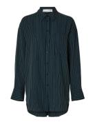 Slfmaddie Ls Striped Tencel Shirt B Black Selected