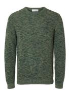 Slhvince Ls Knit Bubble Crew Neck W Green Selected