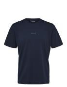 Slhaspen Print Ss O-Neck Tee W Noos Navy Selected