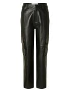 Slfkaisa Hw Leather Pant Black Selected