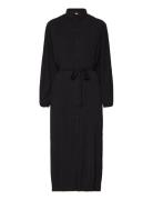 Slfvaleria Ls Ankle Plisse Dress B Black Selected