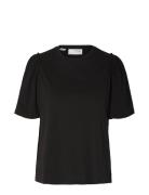 Slfpenelope 2/4 Ruffle Tee Noos Black Selected