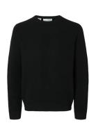 Slhross Ls Knit Structure Crew Neck Noos Black Selected