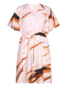 Slfattia Ss Aop V-Neck Short Dress B Pink Selected