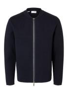 Slhmike Ls Knit Baseball Zip Cardigan Navy Selected