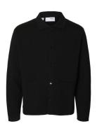 Slhmike Light Ls Knit Relaxed Polo Cardi Black Selected