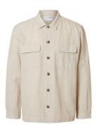 Slh-Leroy Linen Blend Overshirt Ls Noos Beige Selected