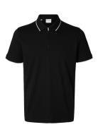 Slhfave Sport Zip Ss Polo Noos Black Selected