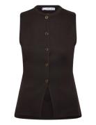 Fine-Knit Waistcoat With Buttons Black Mango