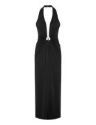 Alma Plunging Midi Dress Black Bardot