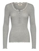 Rmwbalta Modal Ls Placket T-Shirt Grey RM By Rosemunde