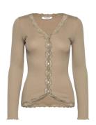 Rwbabette Ls V-Neck Regular Lace Ca Beige Rosemunde