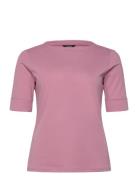 Stretch Cotton Boatneck Top Pink Lauren Women