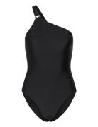 Asymmetric Shimmer Swimsuit Black Filippa K