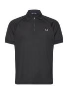 Zip Neck Polo Shirt Black Fred Perry