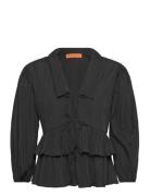 2342 Pleated Poly, Balloon Sleeve T Black STINE GOYA