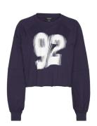 Cropped Long-Sleeved T-Shirt Navy Monki