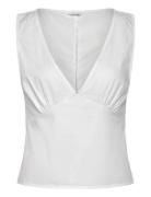Sleeveless V-Neck Cotton Poplin Top White Weekday