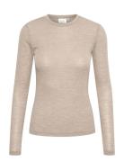 Niniagz Ls Wool Roundneck Beige Gestuz