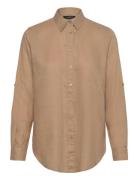 Relaxed Fit Linen Roll Tab–Sleeve Shirt Beige Lauren Ralph Lauren