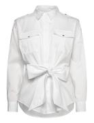 Tie-Front Cotton-Blend Shirt White Lauren Ralph Lauren